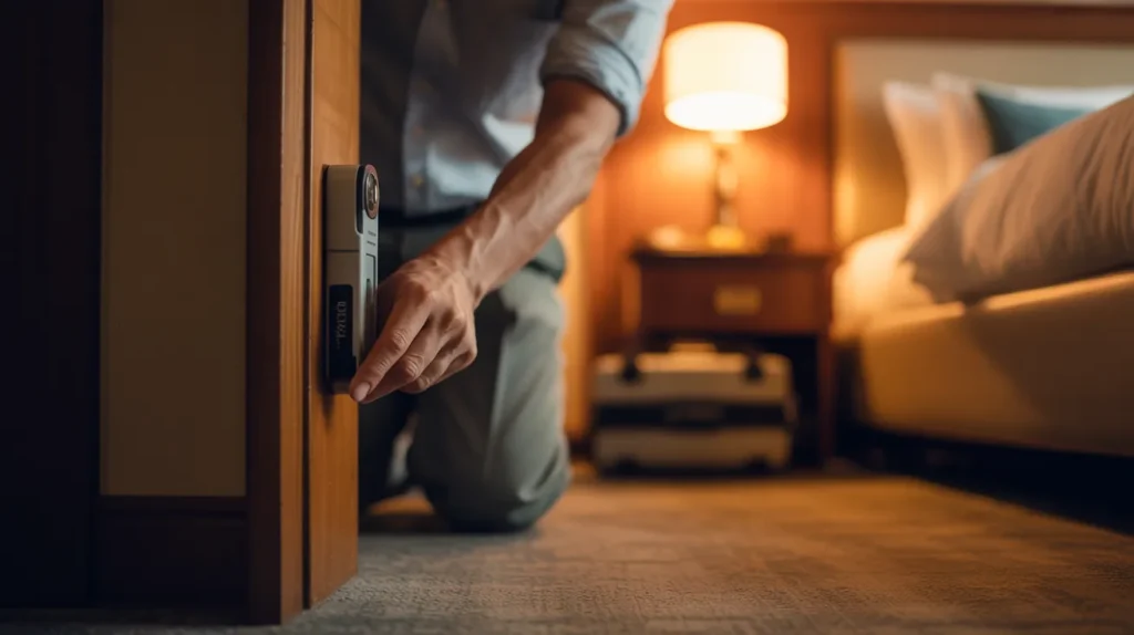 A Solo Traveler Securing Their Room