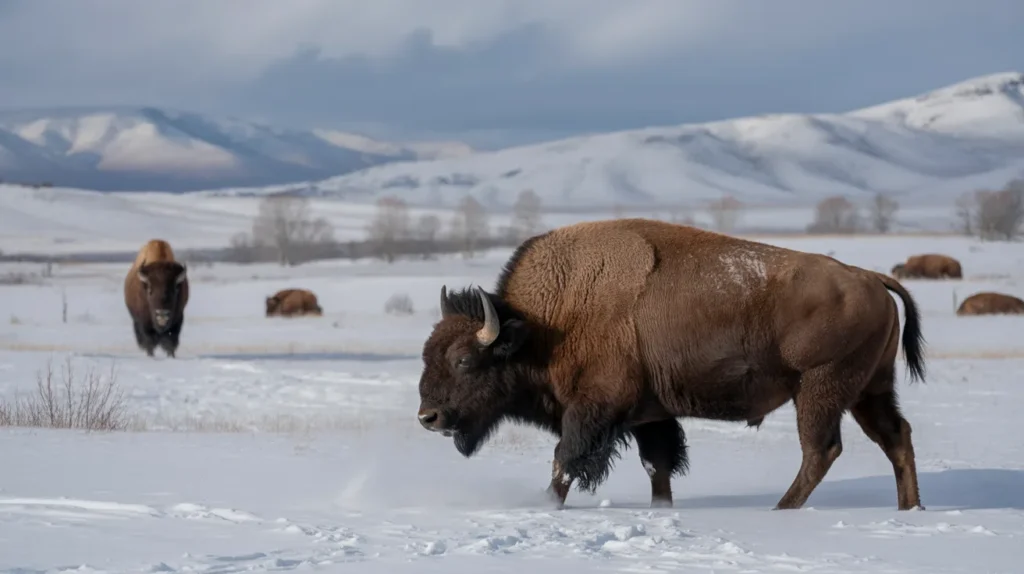Wildlife in Winter Conditions National Bison Range Moiese