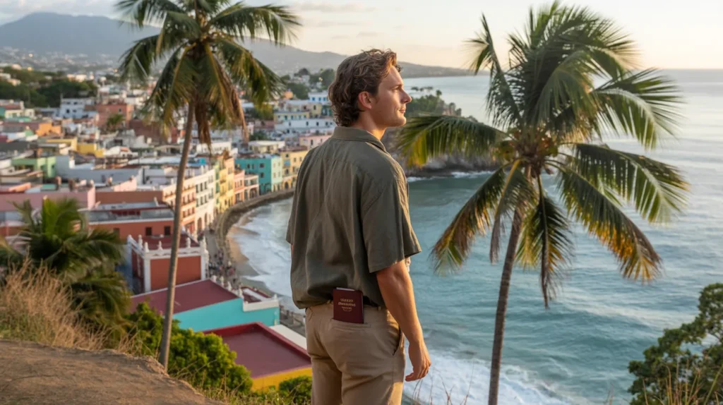 first-time traveler standing on a scenic overlook in Mexico