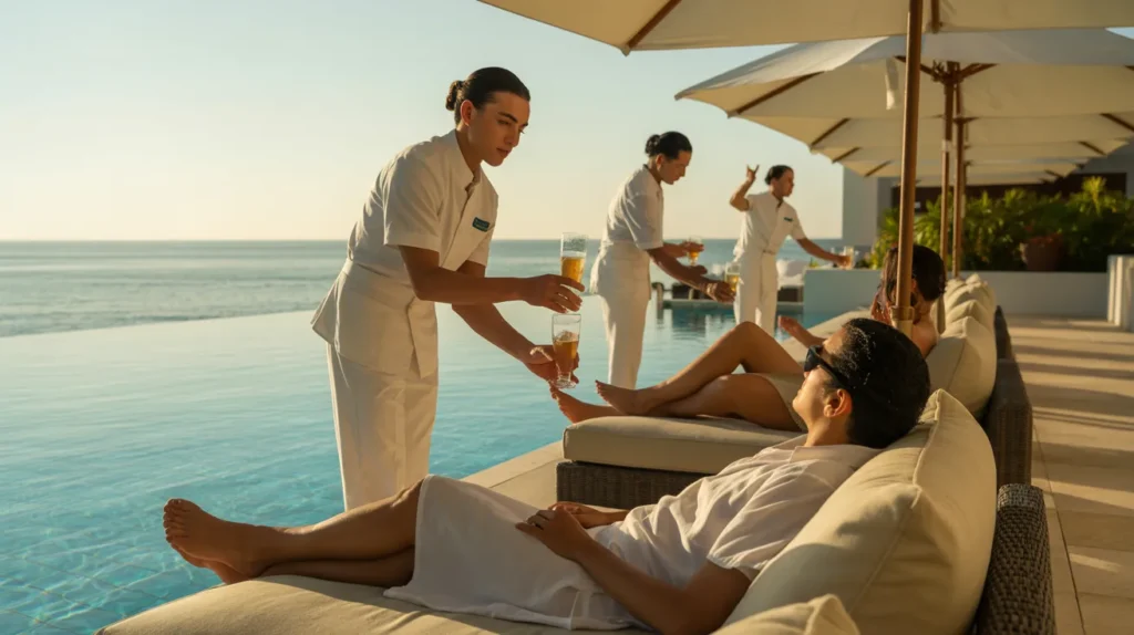 luxurious all-inclusive resort pool in Mexico